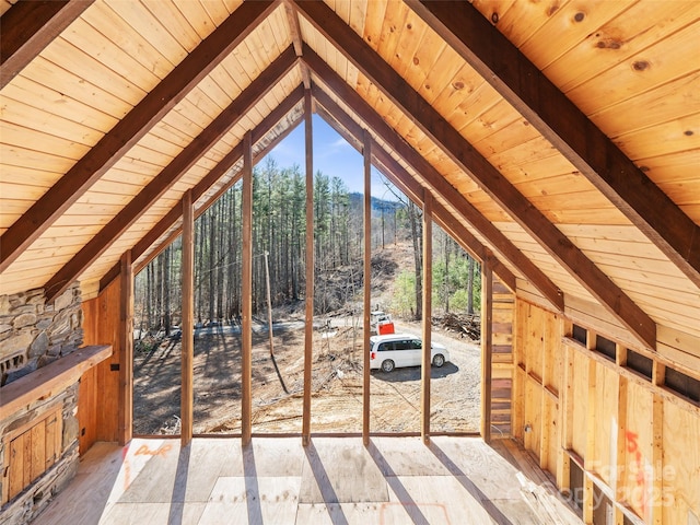 view of unfinished attic