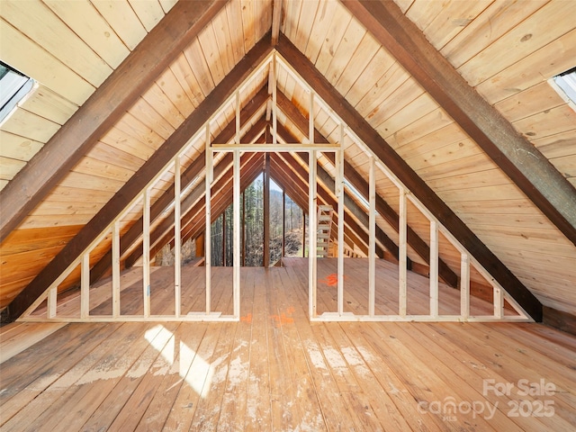 view of unfinished attic