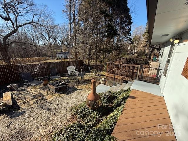 exterior space with fence private yard and a wooden deck