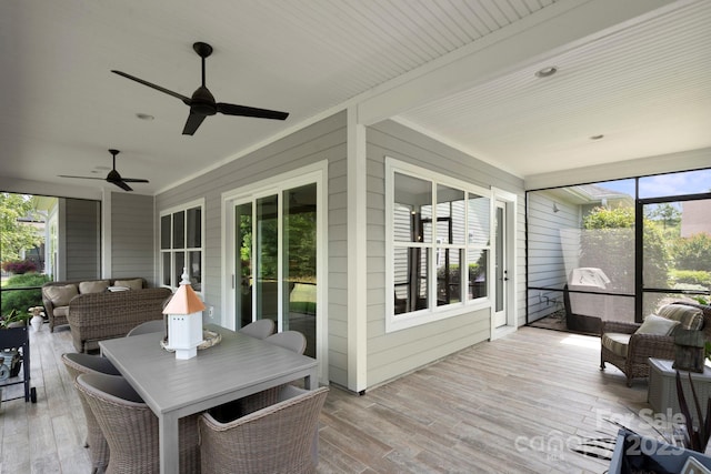 4922 Looking Glass Trl, Denver, NC 28037 - sunroom / solarium with a ceiling fan and an outdoor hangout area