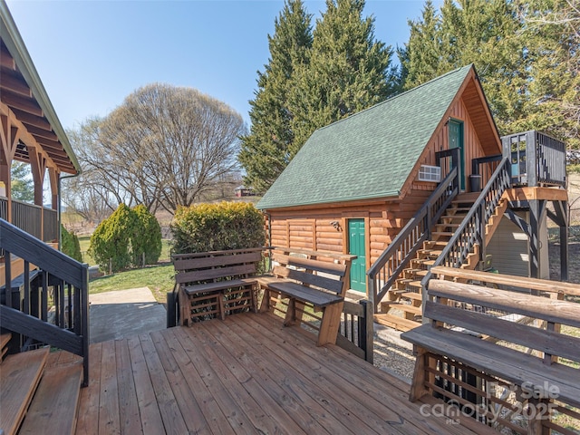 wooden terrace with stairs