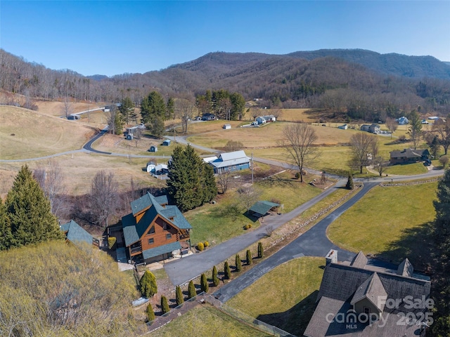 aerial view with a mountain view