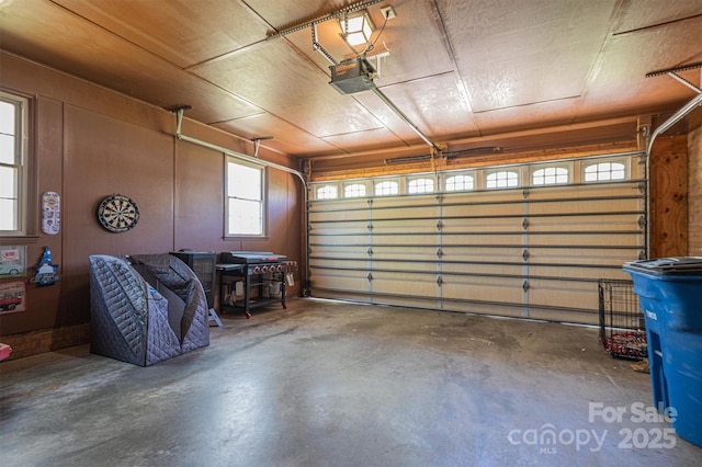 garage with a garage door opener