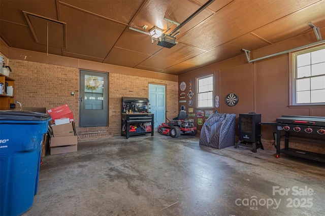 garage with a garage door opener