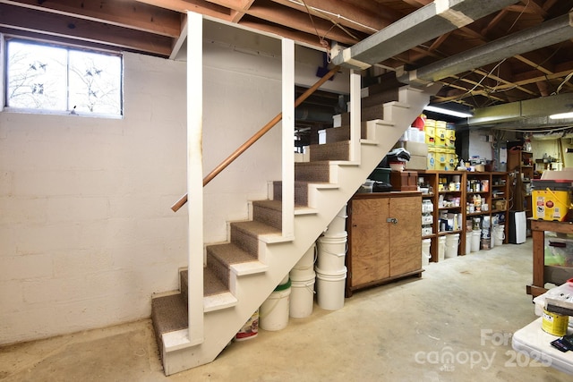 basement with stairs