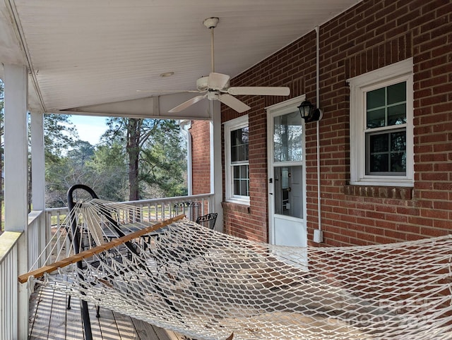 deck featuring ceiling fan