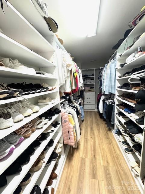 spacious closet with light wood-style floors