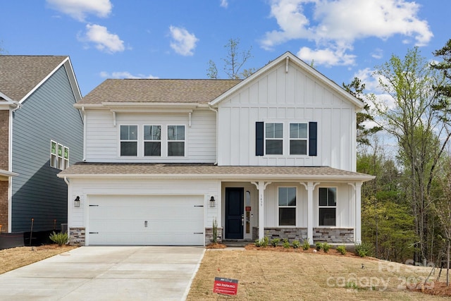 1439 Hubert Graham Way, Tega Cay, SC 29708 - craftsman-style home featuring board and batten siding, driveway, an attached garage, and a shingled roof