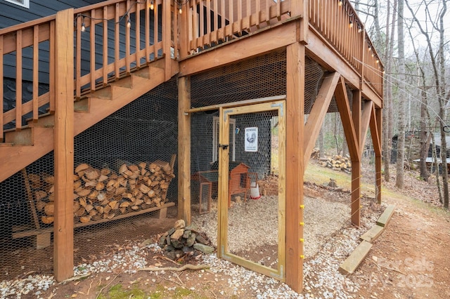 view of patio / terrace featuring an outbuilding and exterior structure