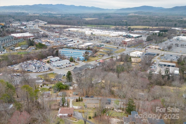 birds eye view of property featuring a mountain view