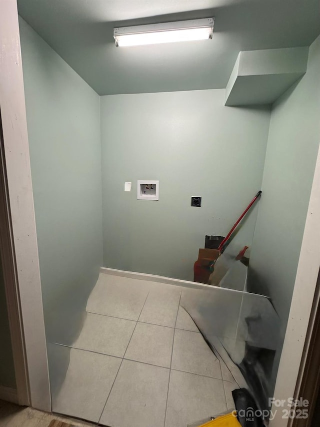 washroom featuring tile patterned floors, laundry area, hookup for a washing machine, and hookup for an electric dryer