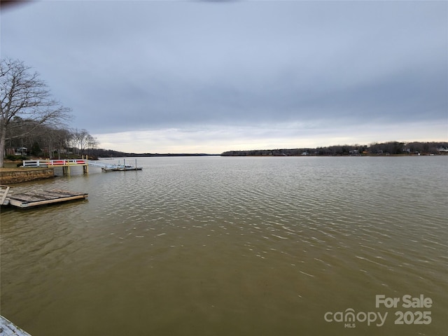 property view of water featuring a dock