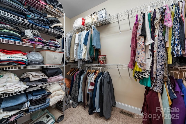 spacious closet with visible vents