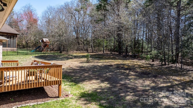 3815 10th St NE, Hickory, NC 28601 - view of yard with a playground and a wooden deck