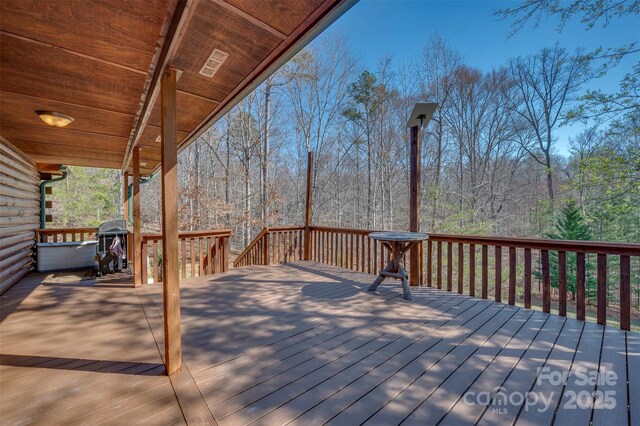wooden deck with grilling area
