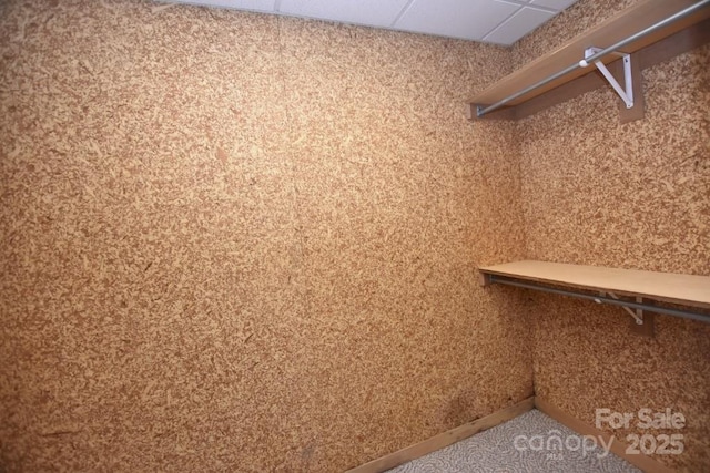 spacious closet featuring a drop ceiling