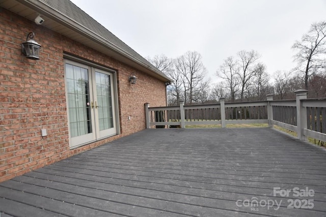 wooden terrace with french doors