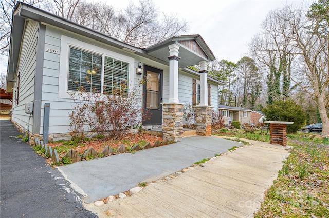 view of front of property featuring stone siding