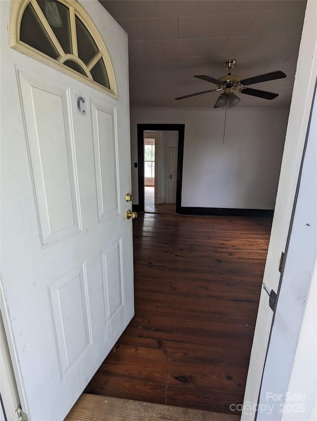 corridor featuring dark wood-style floors