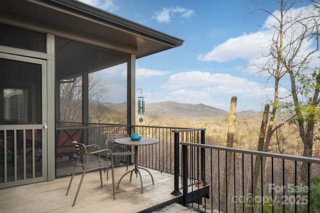 balcony with a mountain view