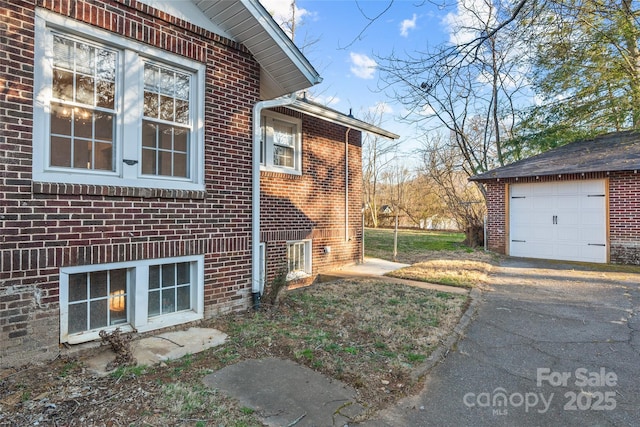 view of home's exterior featuring brick siding