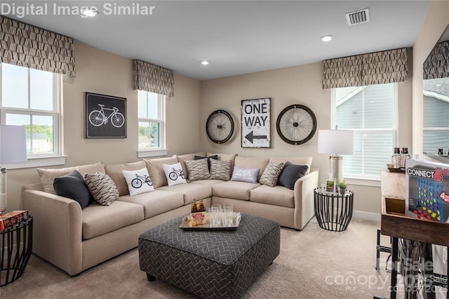 1240 Cottage Green Dr Unit 0132, Monroe, NC 28112 - carpeted living area featuring recessed lighting and baseboards