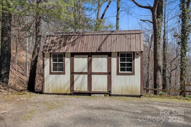 view of shed