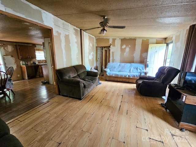 living area featuring light wood-style flooring