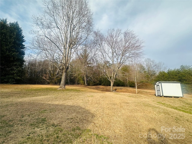 view of yard with an outbuilding and a storage unit