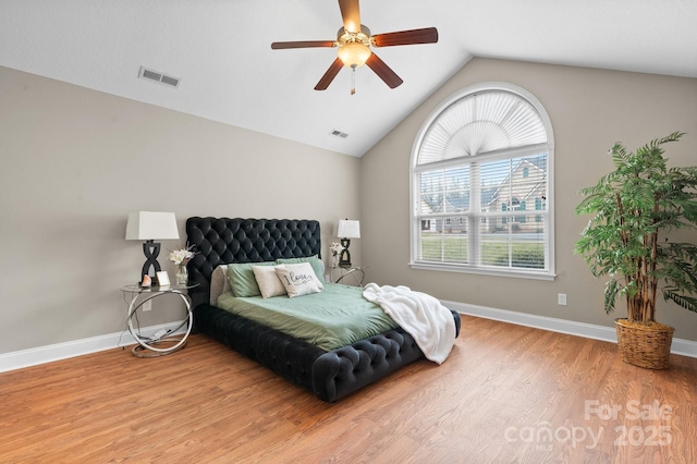 824 Wynnshire Dr Unit D, Hickory, NC 28601 - bedroom with wood finished floors, lofted ceiling, baseboards, and ceiling fan