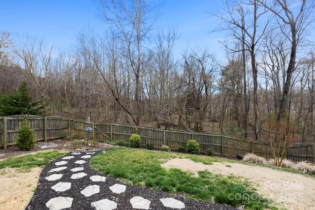 view of yard featuring a fenced backyard