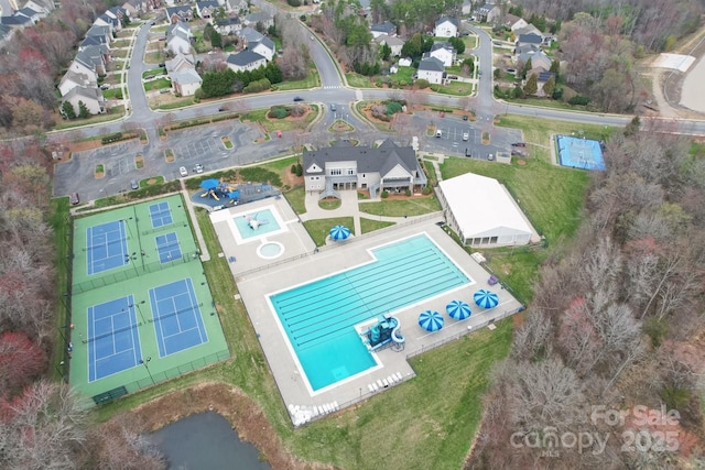 aerial view with a residential view