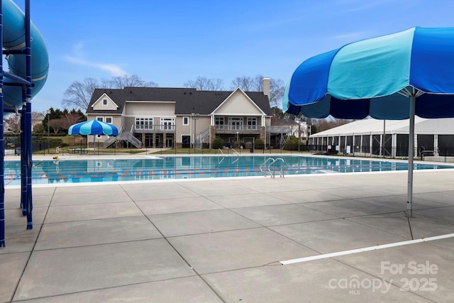 community pool with fence