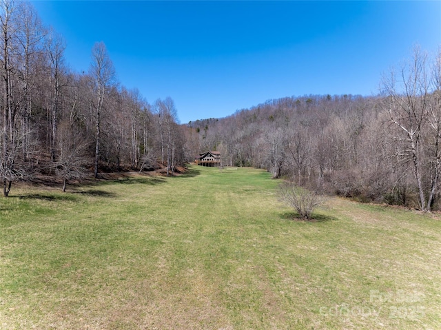 view of yard featuring a view of trees