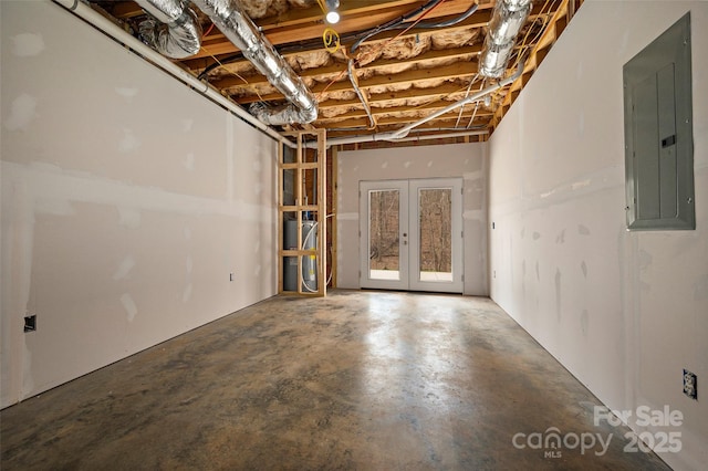 basement with electric panel