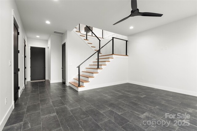 entrance foyer featuring visible vents, recessed lighting, and baseboards