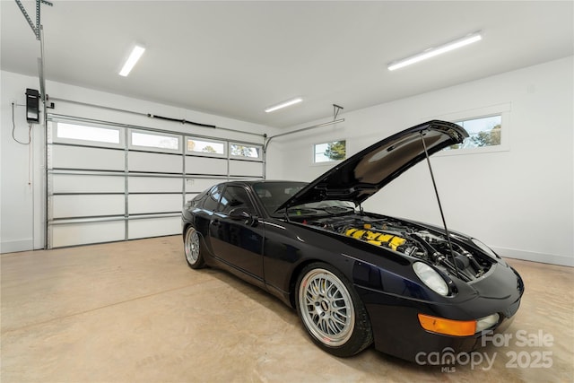 garage with baseboards