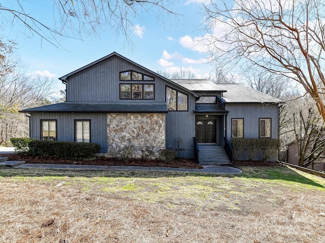 view of front of property featuring stone siding