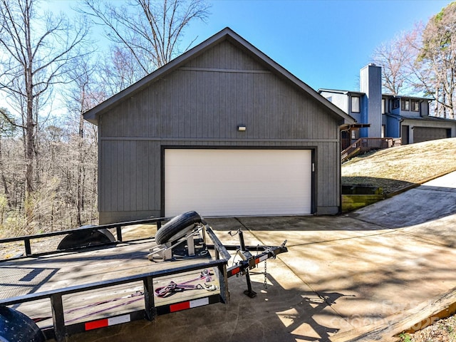 view of detached garage