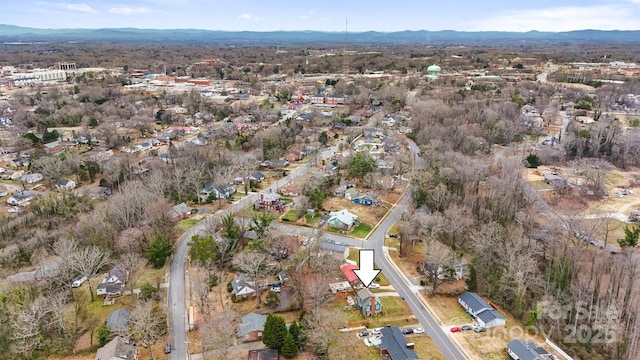 aerial view with a mountain view