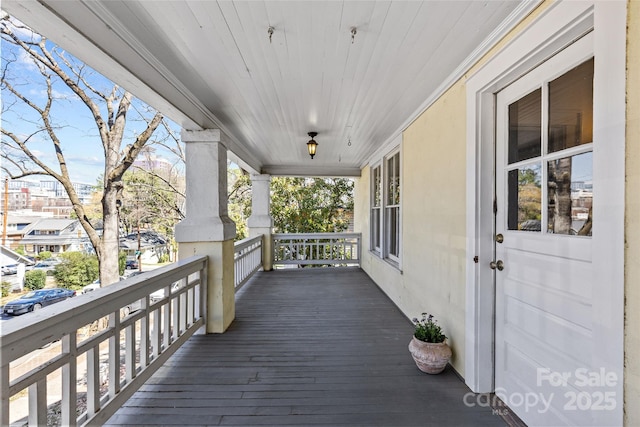 deck with covered porch