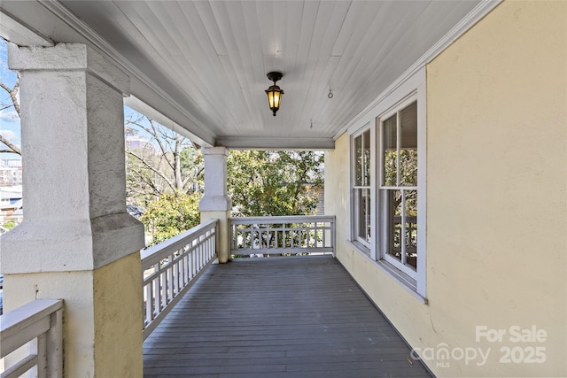deck featuring covered porch