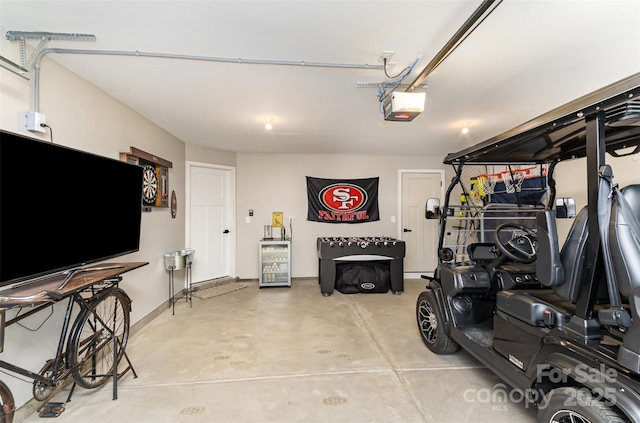 garage with a garage door opener