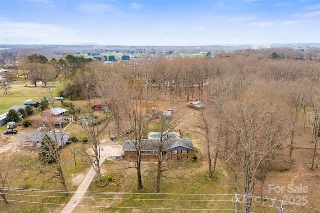 aerial view featuring a rural view