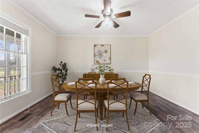 822 Bethlehem Rd, Kings Mountain, NC 28086 - dining space featuring plenty of natural light, wood finished floors, baseboards, and ornamental molding