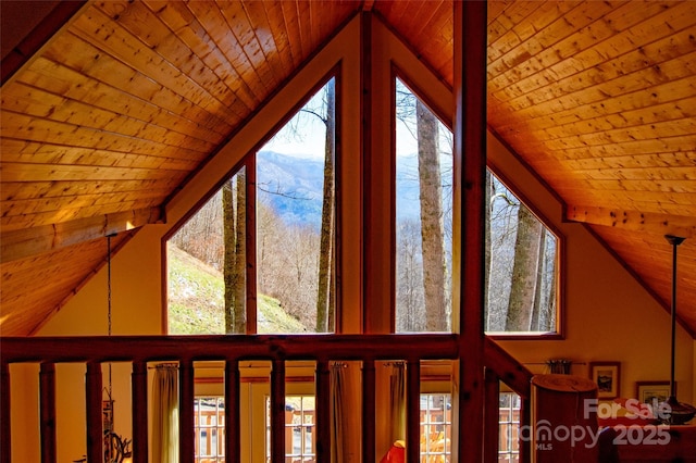 room details with french doors and wooden ceiling