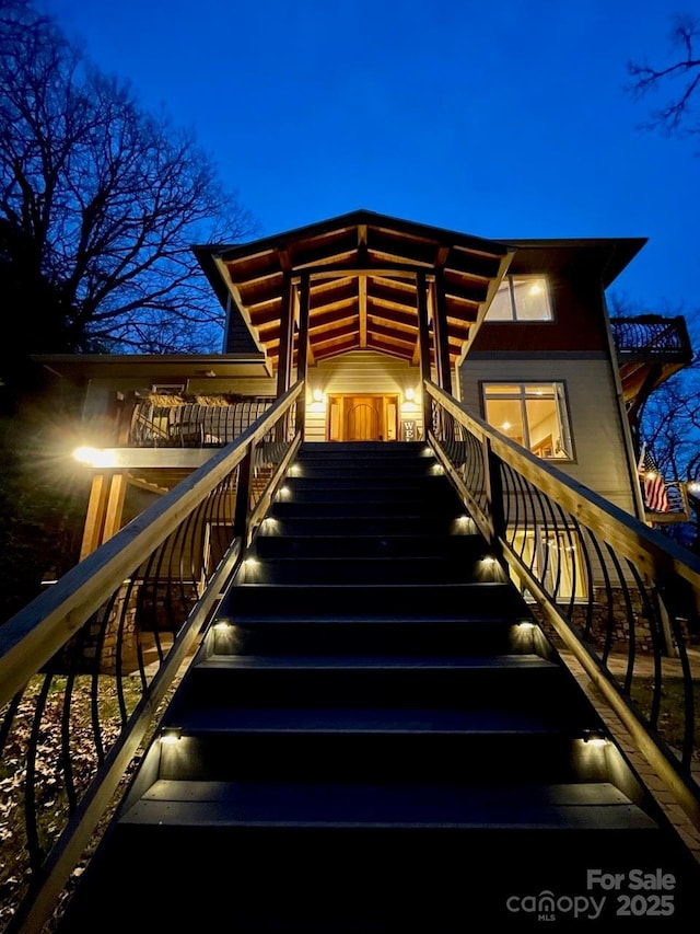 exterior space featuring stairs