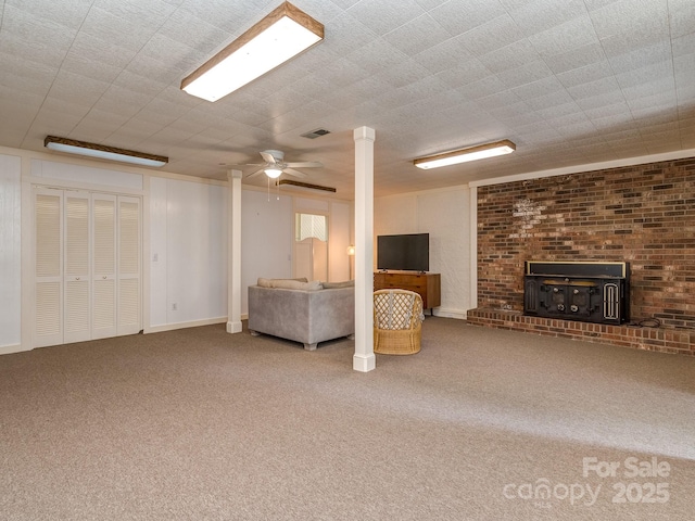 109 Joe Teague Rd, Hickory, NC 28601 - unfurnished living room featuring carpet and ceiling fan