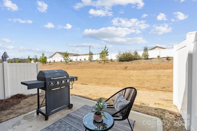 view of patio / terrace featuring grilling area and a fenced backyard