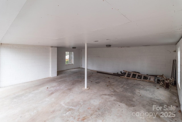 parking deck with concrete block wall